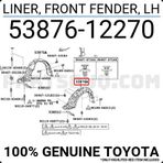 TŞT Toyota Corolla Ön Çamurluk Davlumbazı Sol 2000-2002 (Oem No: 5387612270)