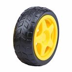 TT Tekerlek 2.5x6,8cm Plastik Sarı Oyuncak Araba Rubber Lastik Robot Akılı Araç Oyuncak Haraket Parçası Jant DIY TT Motor Uyumlu