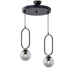 TT016-2 SY TT Aydınlatma Mat Siyah Füme Camlı 2 li Avize
