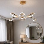 TT072-TAŞLI-SPT-SR Tt Aydınlatma Menekşe Modeli Sarı Spotlu 3 Renk Modüllü LED Avize - Gold