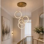 TT339-3+1-FULLESK Tt Aydınlatma Nexus Modeli 20 Lik Halka 4 Lü LED Avize - Sarı Işık - Eskitme