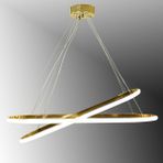 TT400-2-ELİPS-SR Tt Aydınlatma Elips 2 Li Sarı Kaplama LED Avize - 3 Renk Işık - Gold