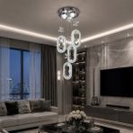 TT803-3+1-KR Tt Aydınlatma Akrilik Elips 4 Lü Ledli Krom Kaplama 3 Renk Modüllü Ledli Avize