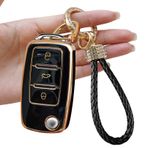 TTCR-II Yumzeco Araba Anahtarı Kapağı, VW Volkswagen Jetta GTI Passat Golf Tiguan ile Uyumlu 3 Düğmeli Uzaktan Anahtarlık, TPU Silikon Anahtar Kılıfı Kapağı, Anahtarlıklı Giriş Anahtarı Kabuğu, Anahtarsız