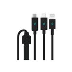 Ttec 2DK7521S Siyah Trio Type-C Lightning Micro USB 1.2 mt Şarj Kablosu