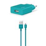 Ttec 2SCS20MTZ SmartCharger Seyahat Şarj Cihazı 2.1A ve Turkuaz Micro USB Kablo