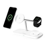 ttec AirCharger Trio Pro Qi2/MagSafe Özellikli 15W iPhone/Android Özellikli 3’ü 1 Arada iPhone + Apple Watch + AirPods Kablosuz Hızlı Şarj Standı Beyaz 2KS37B