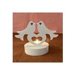 TTH Takatuka Hediyelik Tealight Mumluk Dekoratif Işıklı Aşık Kuşlar Beton Şamdan Ev Dekoru Biblo Obje