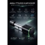 Ttlock Akıllı Kapı Kilidi Elektronik Silindir Şifreli Kartlı Mobil App Bluetooth Smart Lock Siyah - 120 m