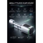 Ttlock S1 Akıllı Kapı Kilidi Elektronik Silindir Şifreli Kartlı Mobil App Bluetooth Smart Lock Gri - 120 m