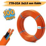 Ttr Cca Çok Telli 3X2.5 Mm 100 Metre Elektrik Kablosu Turuncu Renk Topraklı İletken Kablo H05vv-F