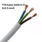 Ttr (Ho5vv-F) 3X2.5 Mm2 Beyaz Kablo, Pvc İzoleli, Çok Damarlı, 300/500V, 1 Metre