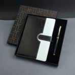 Ttt Siyah Beyaz Renkli Tarihsiz Ajanda Defter ve Metal Roller Kalem Seti