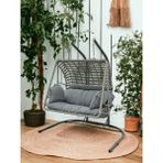 Tu Tienda Çift Kişilik Antrasit Rattan Salıncak, Rahat Mindere Sahip Modern Tasarım - Antrasit - Gri