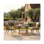 Tu Tienda Kartepe Alüminyum 2 1 1 Rattan Bahçe Balkon Takımı,saman Rattan/bej Kumaş - 60 x 90