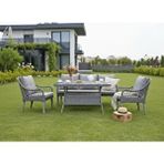 Tu Tienda Kaş 3 1 1 Masa Rattan Bahçe Balkon Mobilyası,rattan Gri/kumaş Gri A.Gri