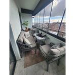 Tu Tienda Kaş Galvaniz Borulu 2+1+1+Sehpa Bahçe Balkon Mobilyası,gri Rattan/gri Kumaş