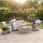 Tu Tienda Petra Alüminyum Rattan 3 1 1 Masa 2puf Bahçe Balkon Mobilyası,çok Renkli Beyaz