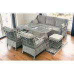 Tu Tienda Petra Alüminyum Rattan 3+1+1+Masa(80*140)+2 Puf Bahçe Balkon Mobilyası,Krem - Vizon