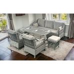Tu Tienda Petra Rattan 3 1 1 masa ve 2 Puf Bahçe Balkon Mobilyası, Vizon