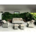 Tu Tienda Ronda Alüminyum 3 1 1 2puf Masa Rattan Bahçe Balkon Mobilyası,rattan Örgü/kumaş Renk Beyaz/vizon Vizon