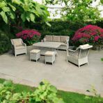 Tu Tienda Ronda Alüminyum 3+1+1+2puf+Masa Rattan Bahçe Balkon Mobilyası Beyaz Örgü,vizon
