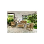 Tu Tienda TİRE ALÜMİNYUM 2+1+1+MASA(70*120)+TEKLİ SALINCAK BAHÇE BALKON MUTFAK TAKIMI,BAMBU RATTAN/BEJ KUMAŞ
