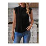 TUA MODA TUA MODA Kadın Kısa Reglan Kollu Yarı Balıkçı Yaka Ithal Krep Bluz
