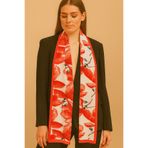 tuaipek Kiraz Çiçeği Desen Kadın Saten Fular 30x165cm