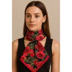 tuaipek Rose Fantasy Desen Kadın Saten Fular 30x165cm