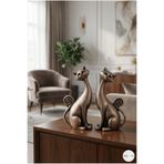 Tual Hobi Sanat 2'li Kedi Biblo Seti (21x10cm) Ev ve Ofis Dekorasyon Sevimli Kedi Obje Dekor