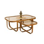 Tual İkili Set Orta Sehpa, Ceviz Bronz Cam