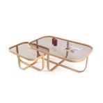 Tual İkili Set Orta Sehpa, Meşe Bronz Cam