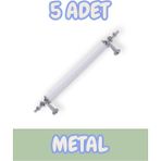Tuana Rustik Alüminyum Metal Lüks Modern Mobilya Çekmece Mutfak Dolabı Kulpu Beyaz-Krom (5 Adet) - 224mm
