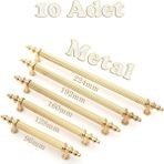 Tuana Rustik Alüminyum Metal Lüks Modern Mobilya Çekmece Mutfak Dolabı Kulpu Gold-Gold (10 Adet) - Altın - 192mm