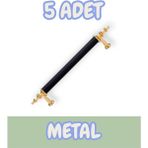 Tuana Rustik Alüminyum Metal Lüks Modern Mobilya Çekmece Mutfak Dolabı Kulpu Siyah-Altın (5 Adet) - 128mm
