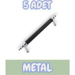 Tuana Rustik Alüminyum Metal Lüks Modern Mobilya Çekmece Mutfak Dolabı Kulpu Siyah-Krom (5 Adet) - 96mm