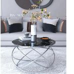 Tubihome Gezegen Orta Sehpa, Gümüş, Siyah Cam