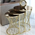 Tubihome Hasır C Zigon Sehpa, Gold Metal, Bronz