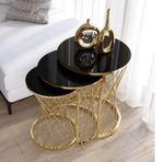 Tubihome Hasır C Zigon Sehpa, Gold Metal