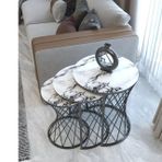 Tubihome Hasır C Zigon Sehpa, Siyah Metal, Beyaz