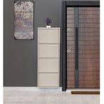 Tubihome Metal Ayakkabılık, 4 Bölmeli, Krem