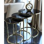 Tubihome Zigon Sehpa, Gold Metal, Temperli Cam