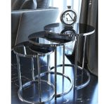 Tubihome Zigon Sehpa, Gümüş Metal, Temperli Cam