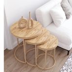 Tubihome Zigon Sehpa Takımı, Capicino Ayak, Açık Ahşap