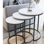 Tubihome Zigon Sehpa Takımı, Yuvarlak, Beyaz