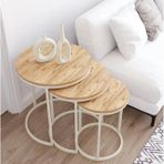Tubihome Zigon Sehpa Takımı, Yuvarlak, Krem