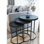 Tubihome Zigon Sehpa Takımı, Yuvarlak, Siyah