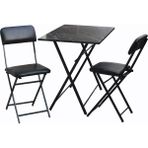 Tubix Kare Çam Balkon Bahçe Çalışma Mutfak Masa Sandalye Takımı 70X70 cm 2 Sandalye - Siyah