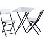 Tubix Kare Çam Balkon Bahçe Çalışma Mutfak Masa Sandalye Takımı 70X70CM 2 Sandalye - Beyaz